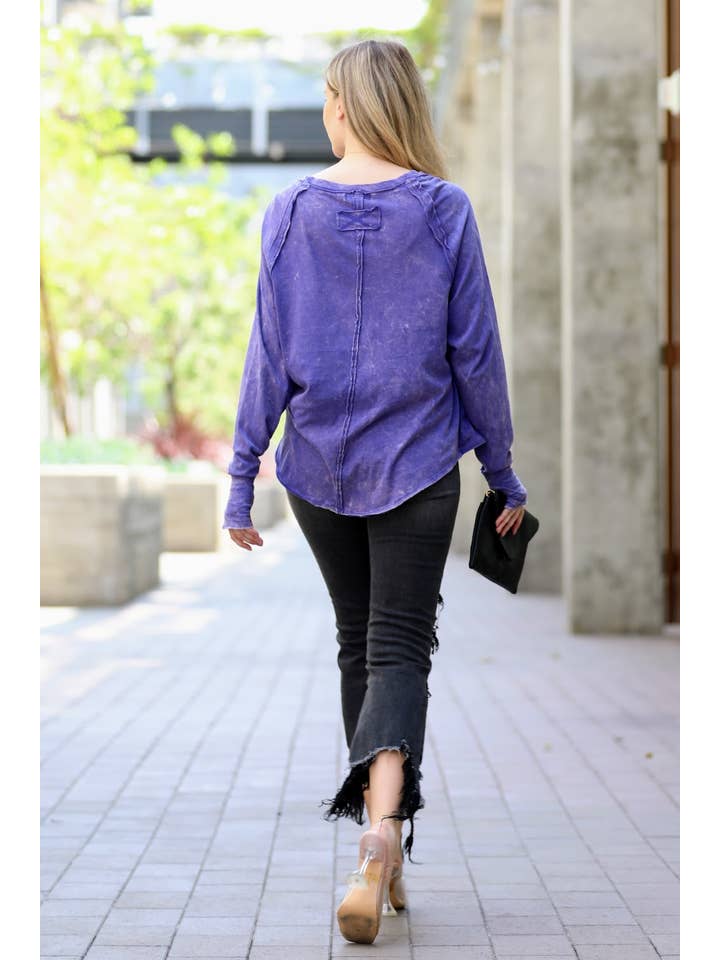 42POPS - Wholesale Tunic - Women's - ..._ WASHED LONG SLEEVE TOP WITH THUMB HOLE CUFFS19