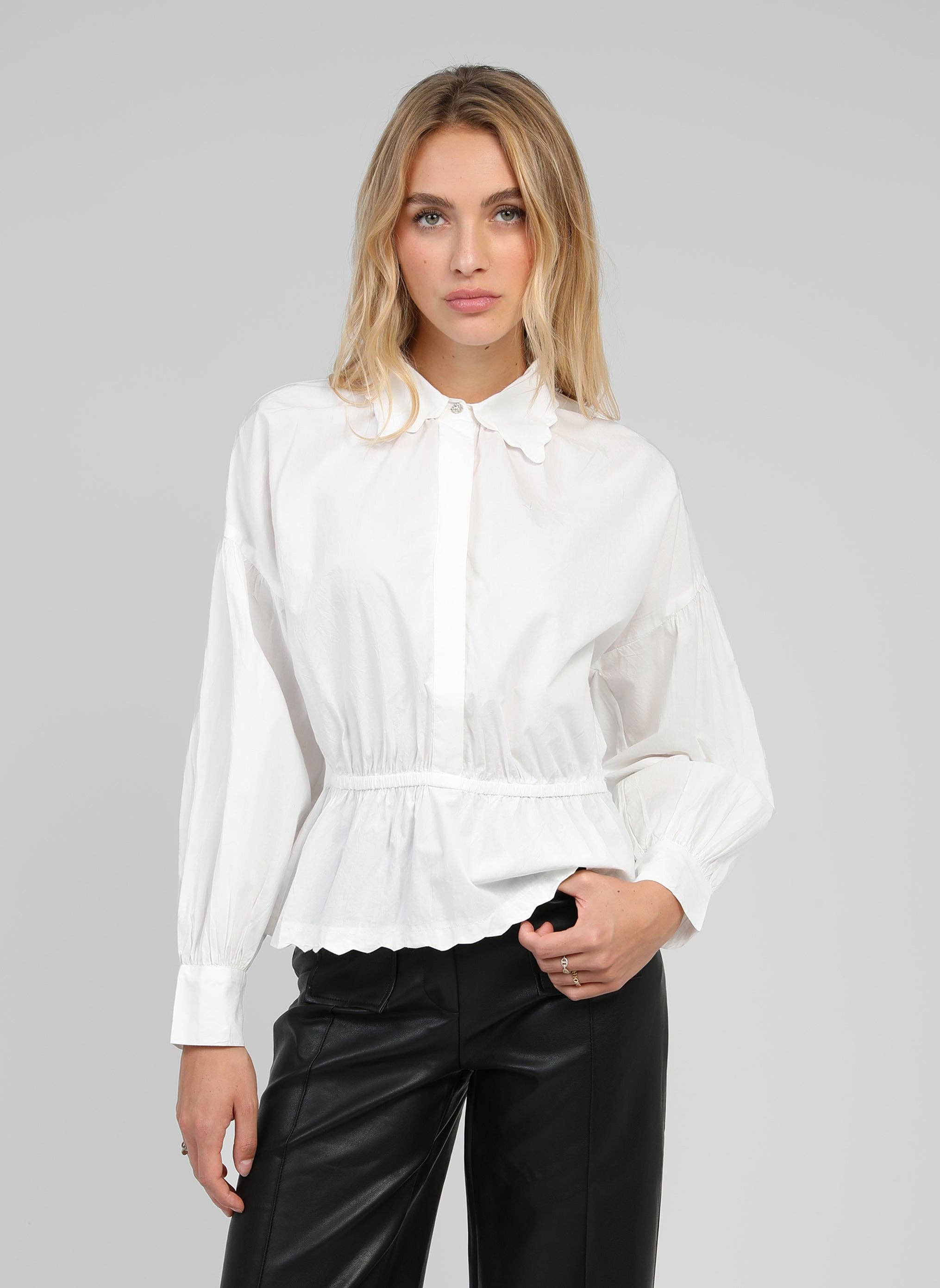 An'ge - Wholesale Button Down Shirt - Women's - SANAMA SHIRT white1