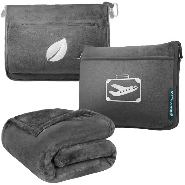 Pavilia - Wholesale Travel Blanket - Airplane Fleece Travel Blanket Pillow45