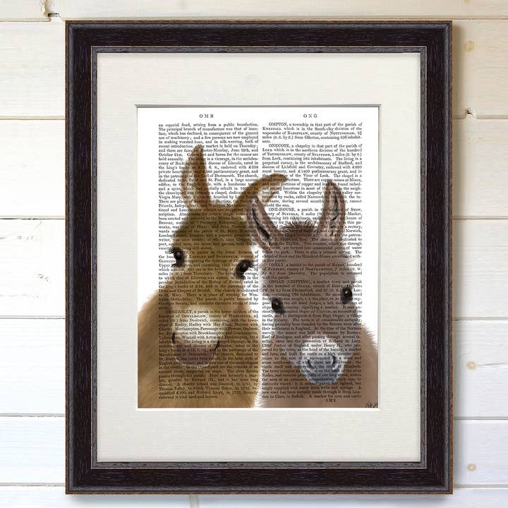 Donkey Duo Looking at You, book print / Art Print / Wall Art for wholesale by FabFunky Ltd