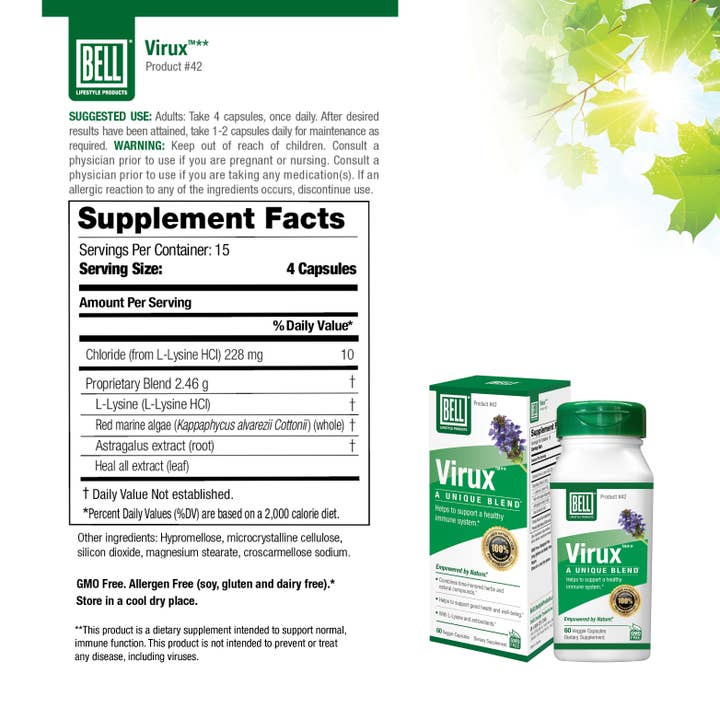 Bell Lifestyle Products Inc. - Wholesale Oral Supplement/Vitamin - Virux™ - Immune Support Formula for Daily Wellness1