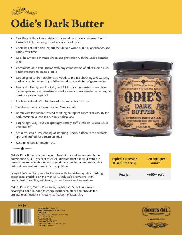 Odie's Oil - Wholesale Wood Butter - Odie’s Dark Wood Butter - 9 oz. jar1