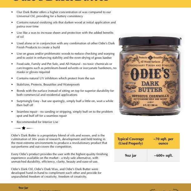 Odie's Oil - Wholesale Wood Butter - Odie’s Dark Wood Butter - 9 oz. jar1