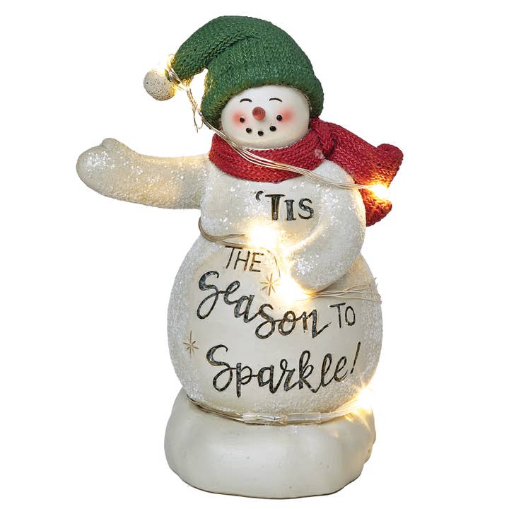 Tis The Season To Sparkle Snowman with Led Lights for wholesale by Blossom Bucket & Crossroads Home