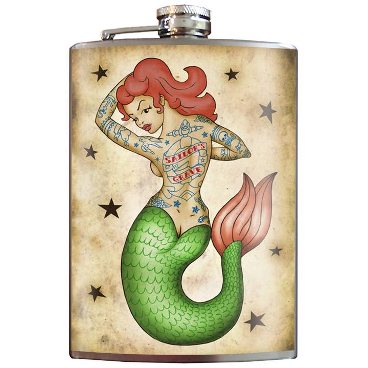 Flask - Tattooed Mermaid for wholesale by Lucky Jack