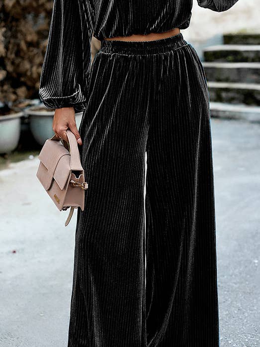 HIDDENBRAND - Wholesale Top & Pant Set (NOT Loungewear) - Women's - Women's Velvet Suit Casual Two Piece9