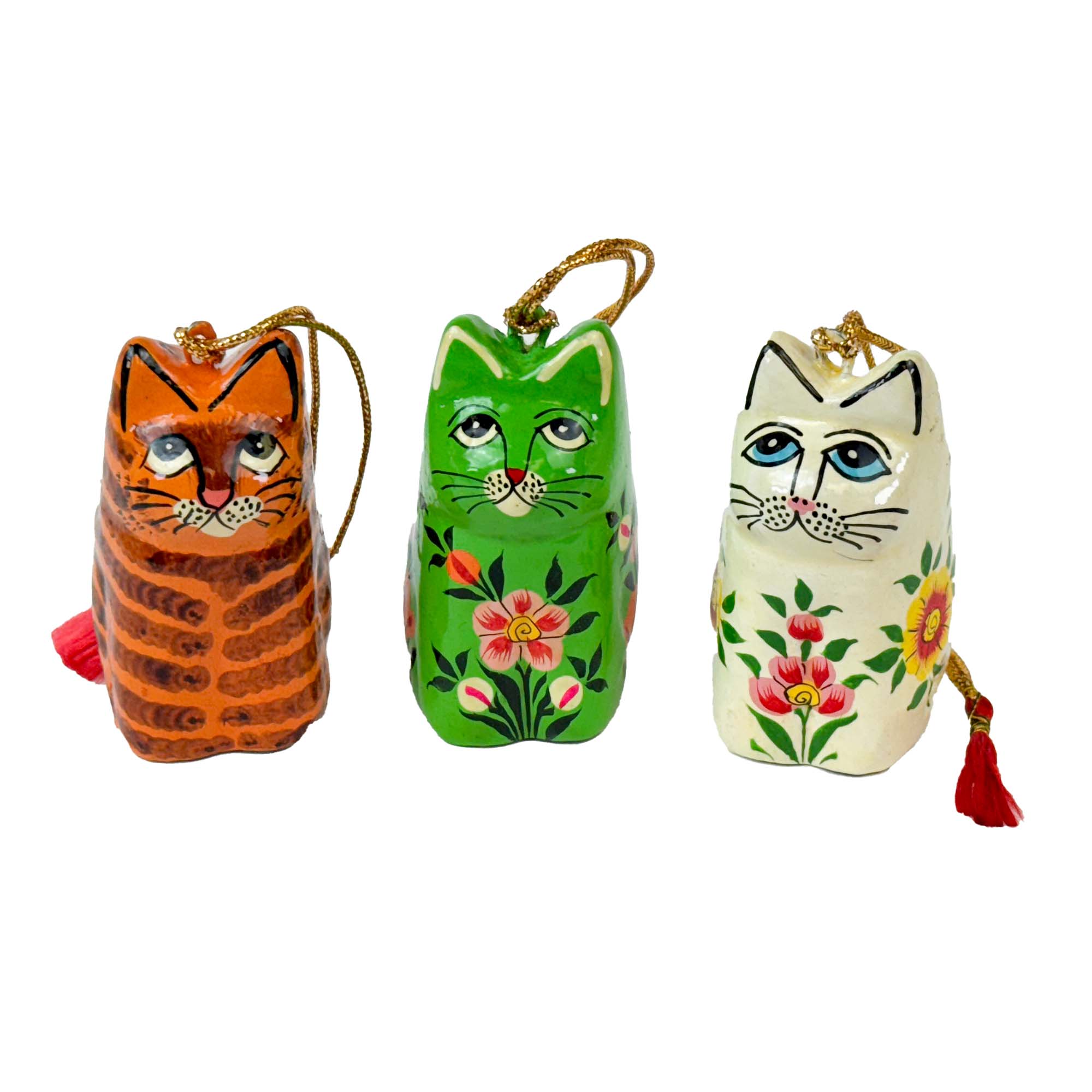 Global Crafts - Wholesale Ornament - Handpainted Kashmiri Sitting Cat, Tabby5