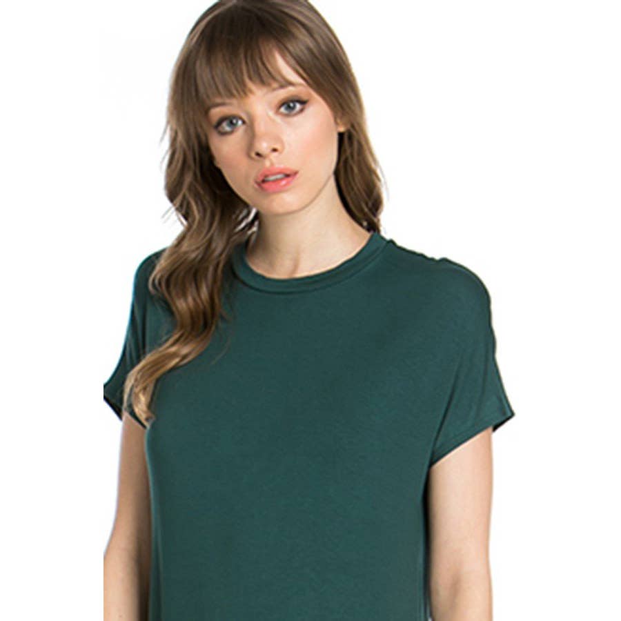 Azules Clothing - Wholesale Dress - Women's - ADM-8252RS Loose fit Crew Neck Hem Midi Dress16