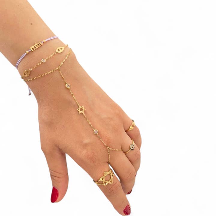 Sterling Silver Jewish Star Hand Chain for wholesale by LB Beadz