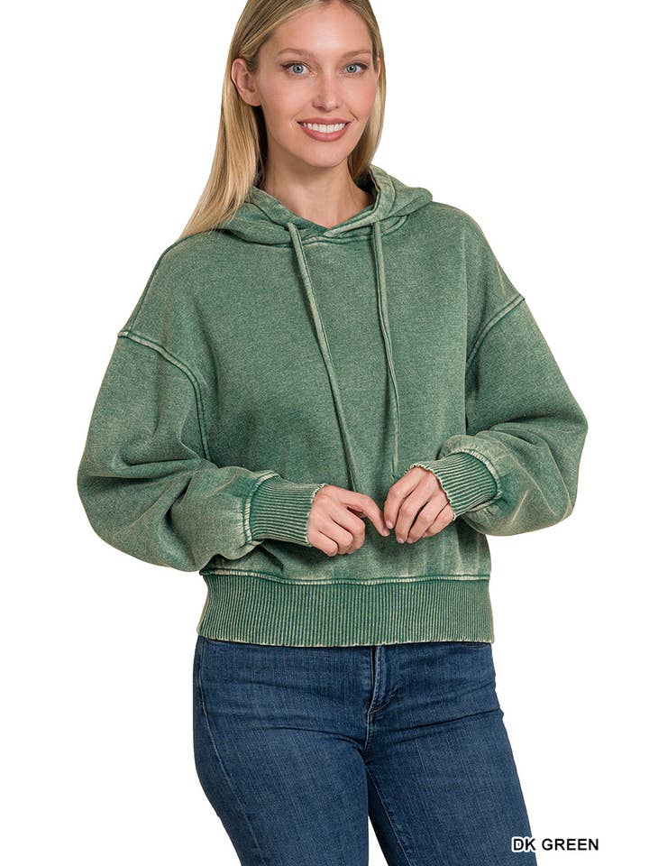 Vanilla Monkey - Venta al por mayor Sudadera con capucha - Mujer - Sudadera con capucha corta de forro polar Acid Wash