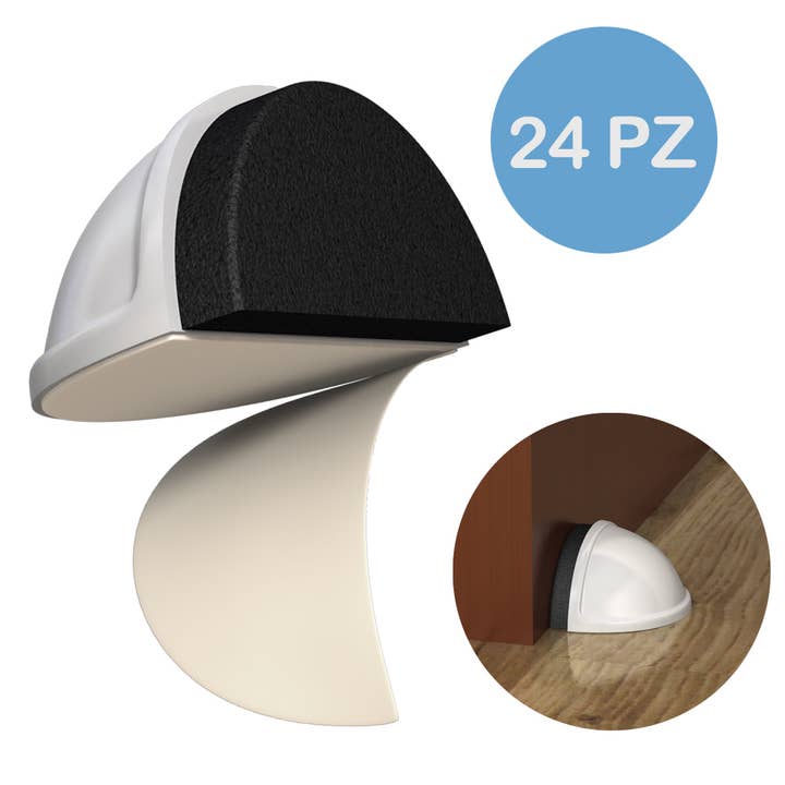 Batente de porta adesivo branco ABS+borracha batt/C24 pcs por atacado de Idea Casa