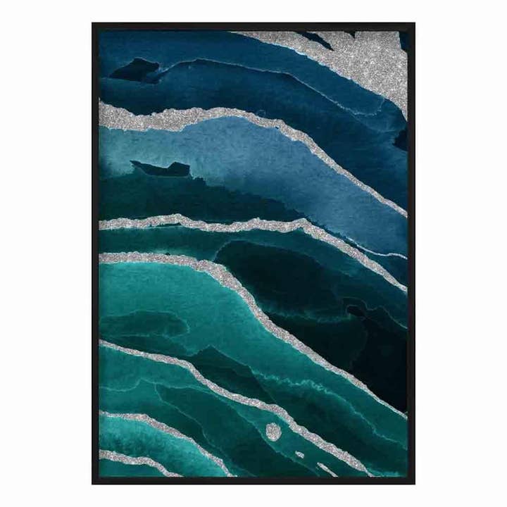 Lámina abstracta de color azul cerceta y plata No 2 para venta al por mayor de Artze Wall Art