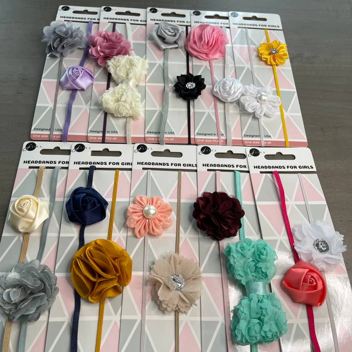 JLIKA - Wholesale Hair Bow - Baby - Baby Girl Headbands Nylon Bows Pack of 2 - Assorted Mix #V10