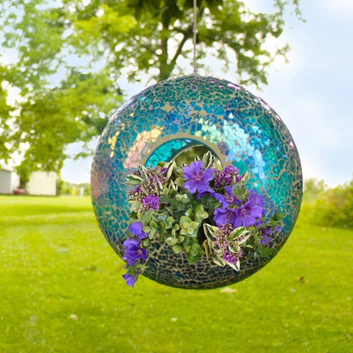 Round Iridescent Mosaic Birdfeeder for wholesale by RCS Gifts