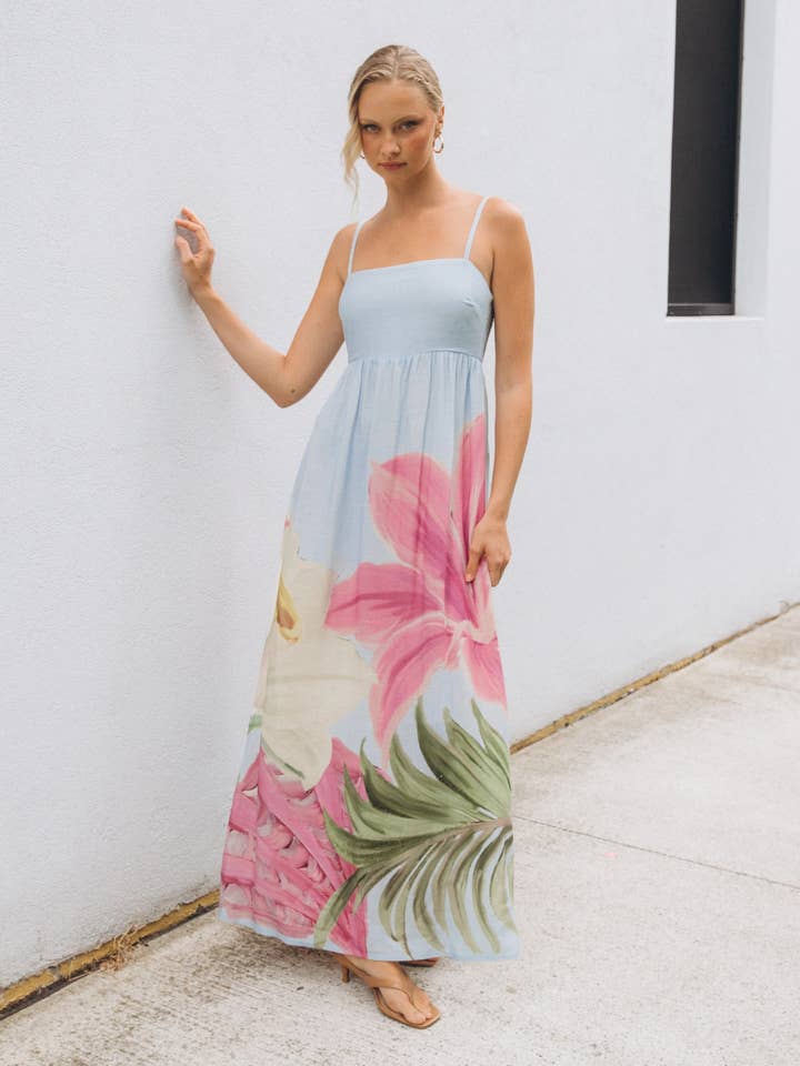 VESTIDO MAXI FLORAL ISLA para venta al por mayor de Global Fashion House