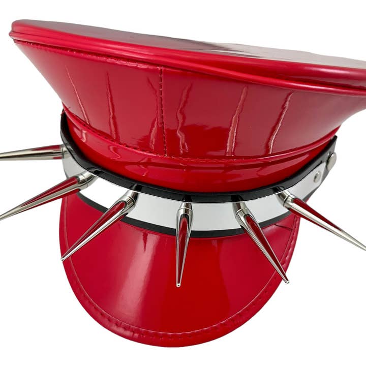 HT356P.RED METAL PLATE 3" PIN SPIKE CAPTAIN HAT for wholesale by Funk Plus