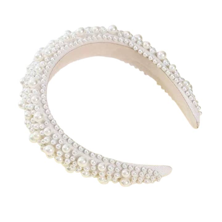 Pearl & Bead Padded Headband for wholesale by Gold Trip