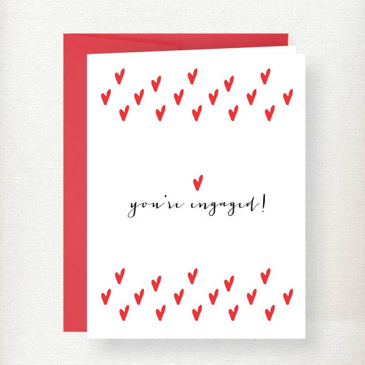 Engagement You're Engaged Hearts Greeting Card for wholesale by Kramer Drive
