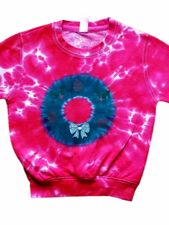 Sweatshirt Tie-Dye Couronne de Noël - Journée du Pull Festif pour la vente par VeEco Gifts