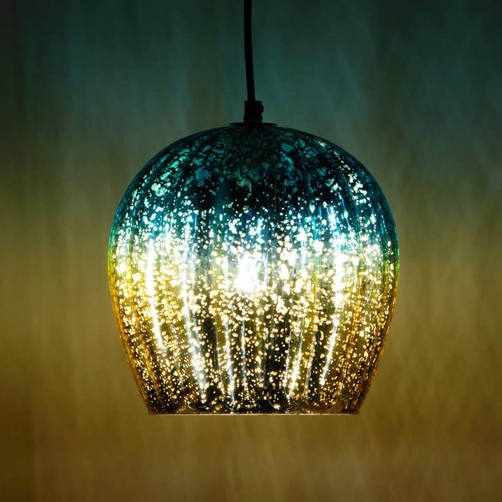 River of Goods - Wholesale Chandelier/Hanging Light - 9"W Gold Pendant with Teal & Gold Ombre Mercury Glass Shade3