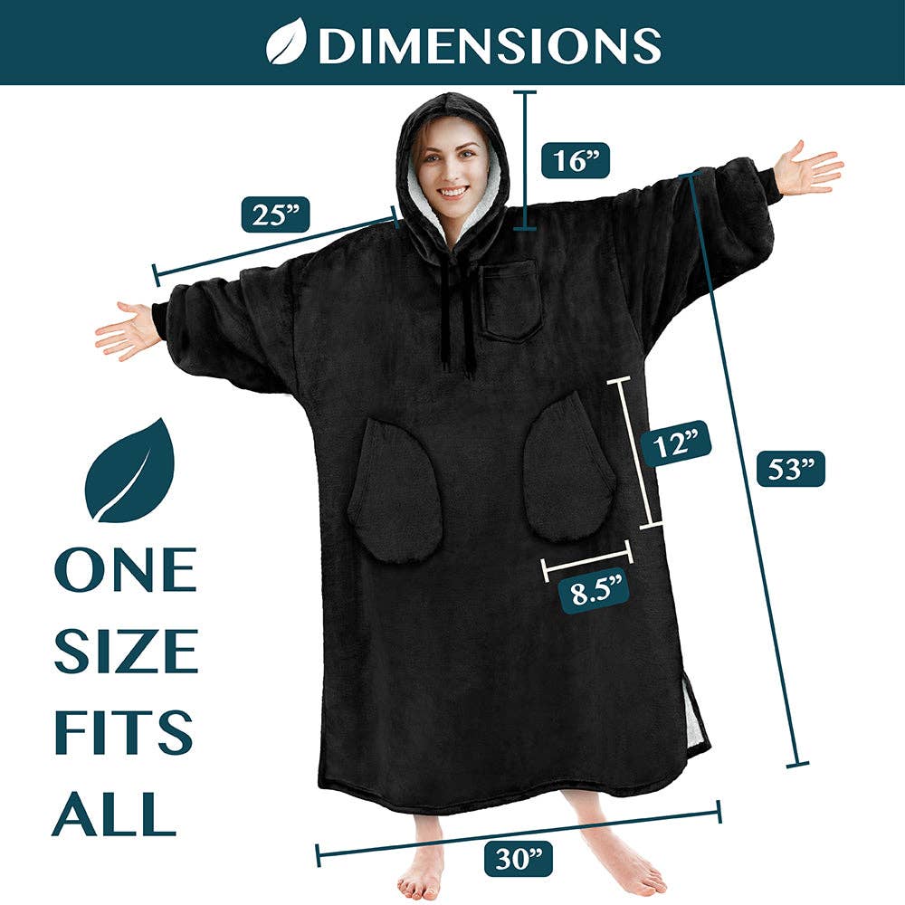 Pavilia - Wholesale Hoodie - Women's - Chest Pocket Sherpa Hoodie Blanket - Patch Pocket (Regular / Long)93