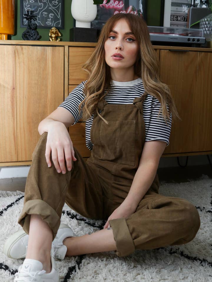 Alma Khaki Dungarees for wholesale by Timeless London