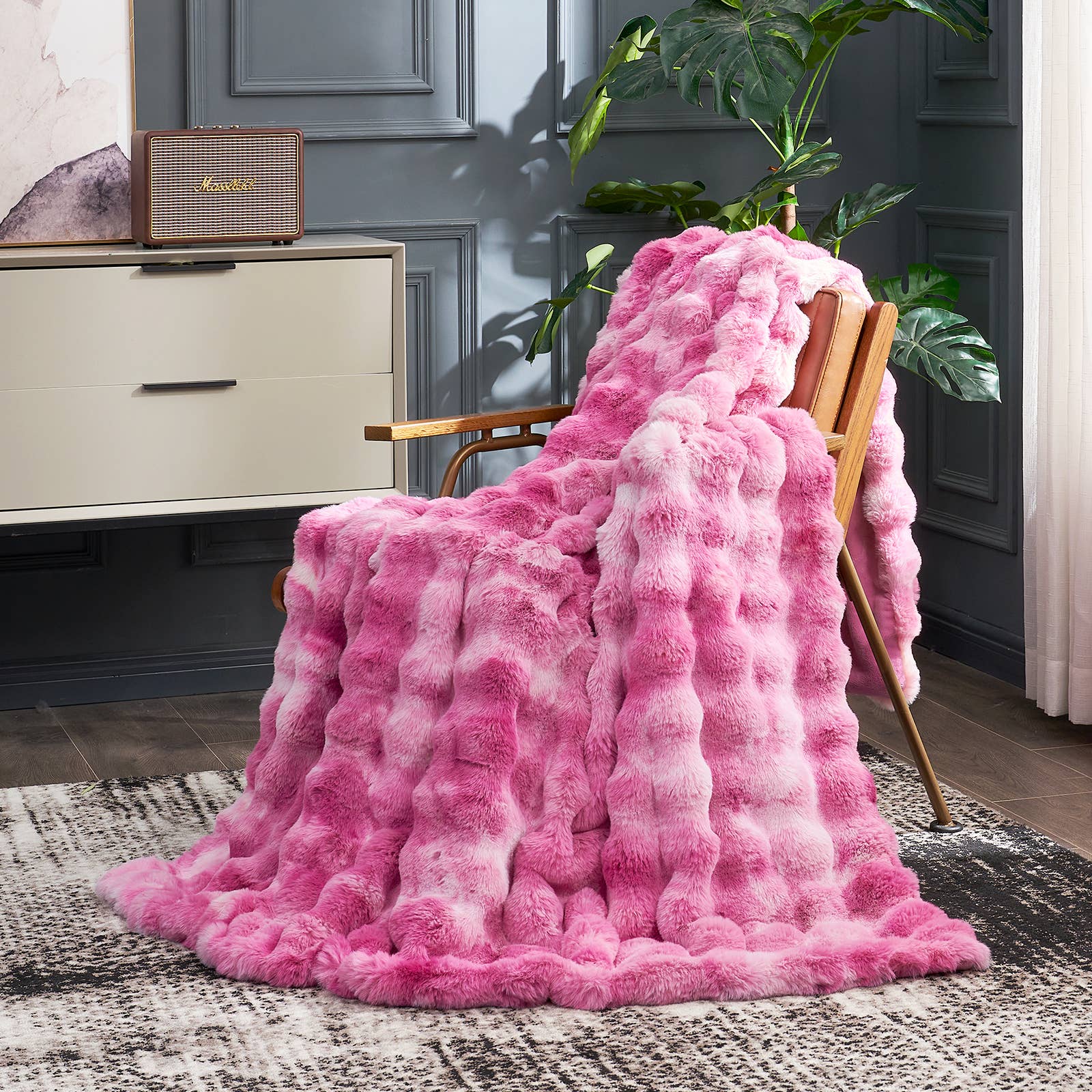 DreamValley - Wholesale Throw Blanket - CB Luxurious Faux Fur Bubble Throw Blankets, Tie-dye Color13
