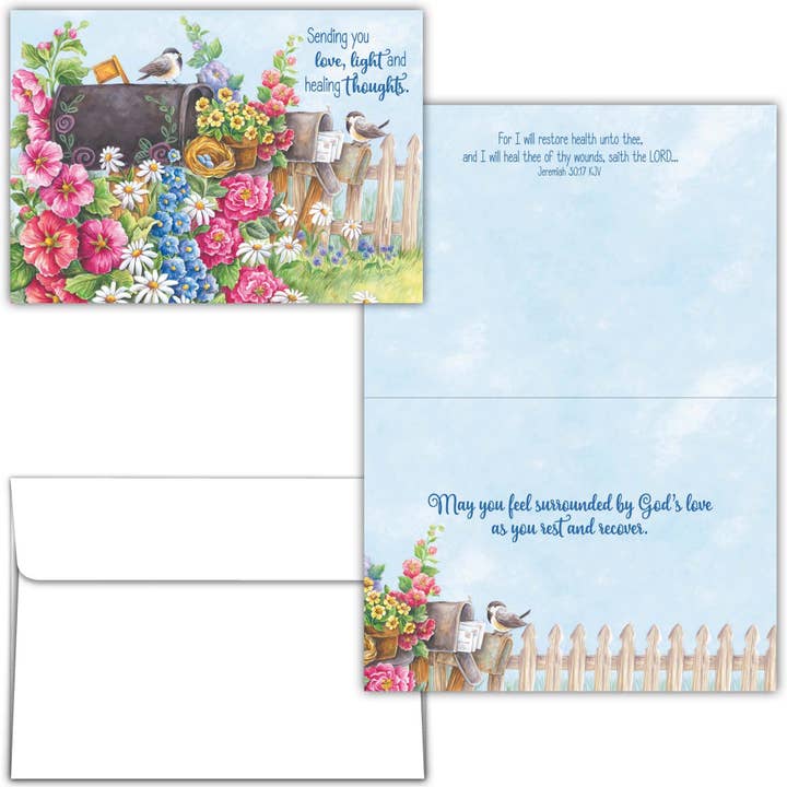 Flowers on Mailboxes | Get Well Greeting Card for wholesale by Crown Point Graphics