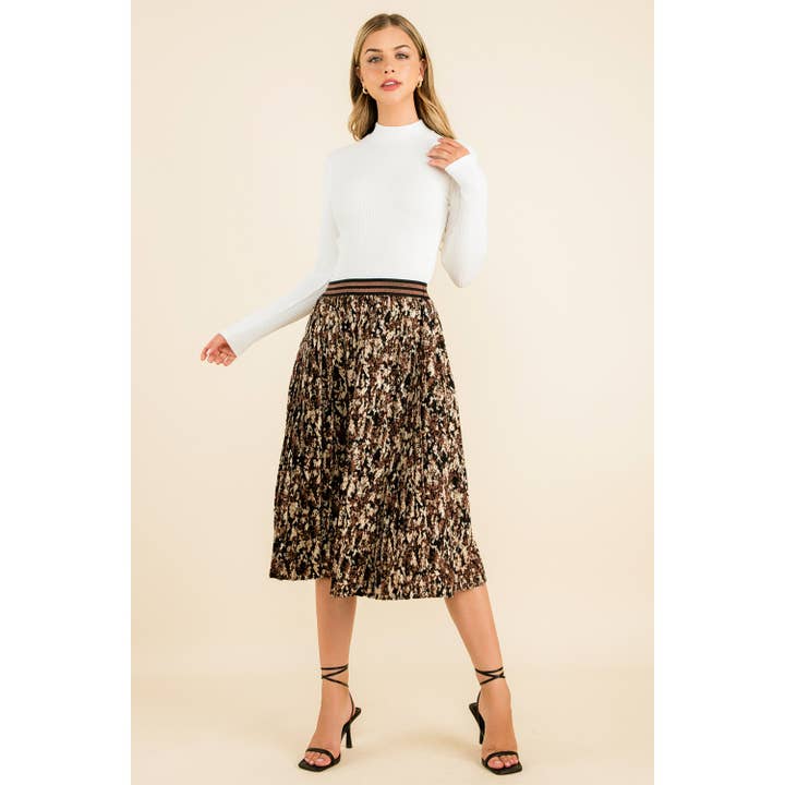 Snake Print Pleated Skirt for wholesale by THML