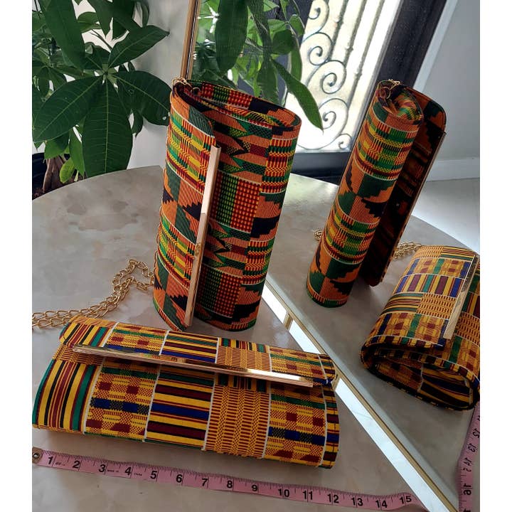 India Batik - Wholesale Clutch Bag - Women's - Clutch Purse/ Cross Body- kente Print