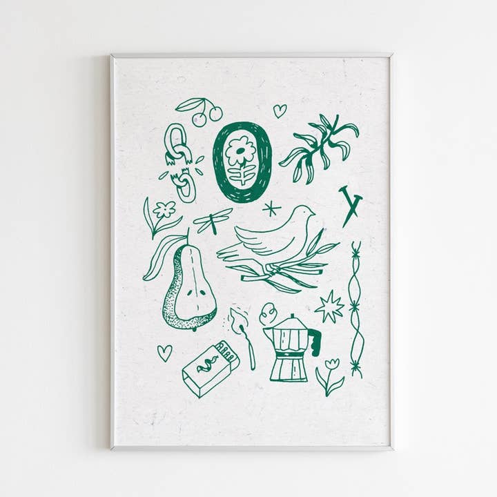 Impression artistique « Wine Down », verte | en 5x7, 8x10 ou 11x14 pour la vente par Jennyfer Marie Art