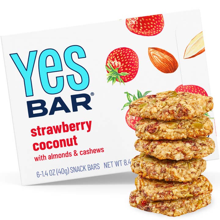 YES Bar® - Premium Real Food Snack Bars - Wholesale Snack Bar - Strawberry Coconut - Gourmet Plant-Based Snack Bar