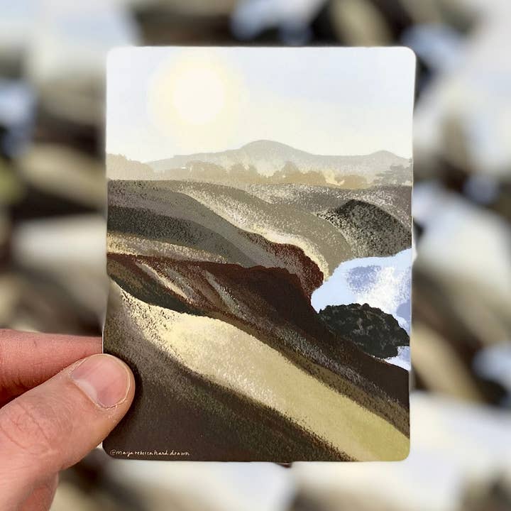 Adesivo con paesaggio terrestre e marino per la vendita all'ingrosso da parte di Maija Rebecca Hand Drawn