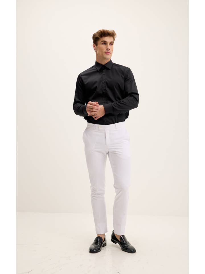 Tapered Tuxedo Pants - White Matte for wholesale on Faire5