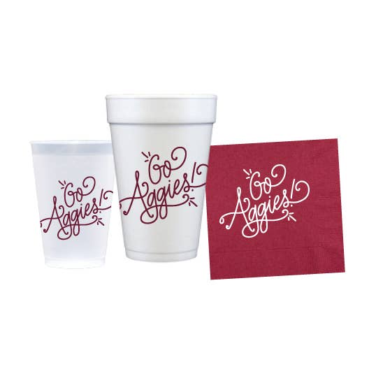 Natalie Chang - Wholesale Disposable Tableware Pack - Go Aggies! | Game Day Cups & Napkins (All)