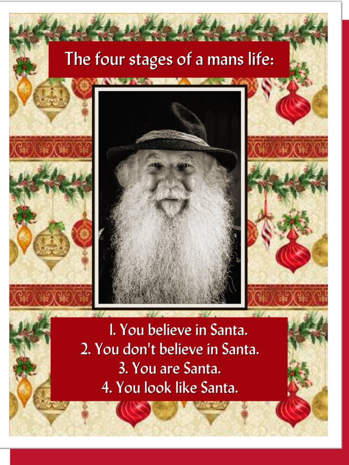 Four Stages of a Man's Life - Christmas Greeting Card for wholesale by Ümlaut Brooklyn