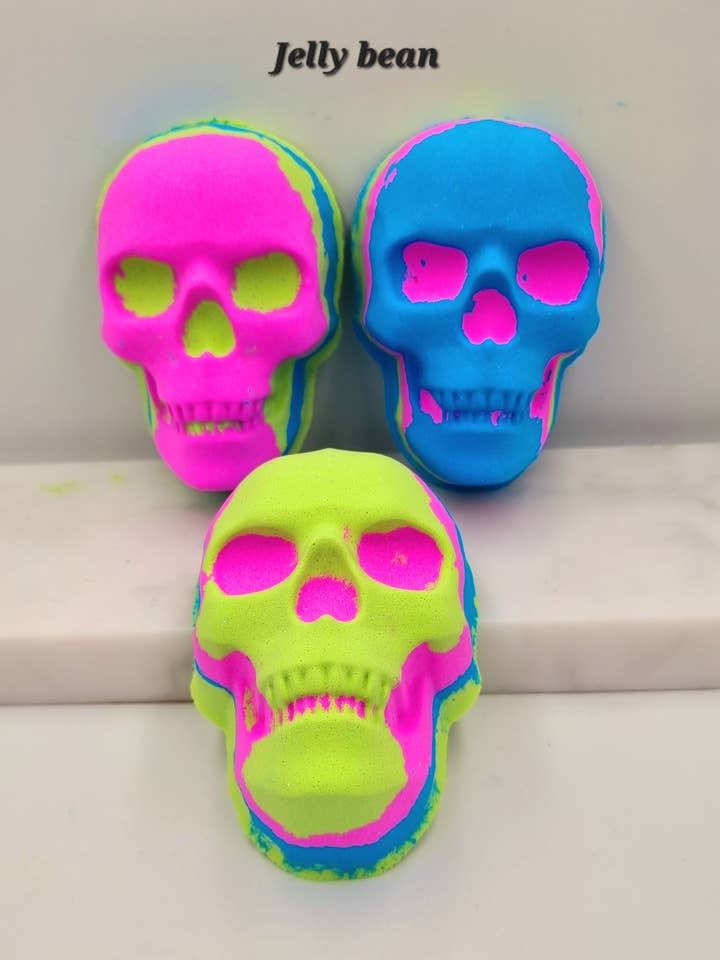 Skull bath bomb large jelly bean for wholesale by Glamfizz