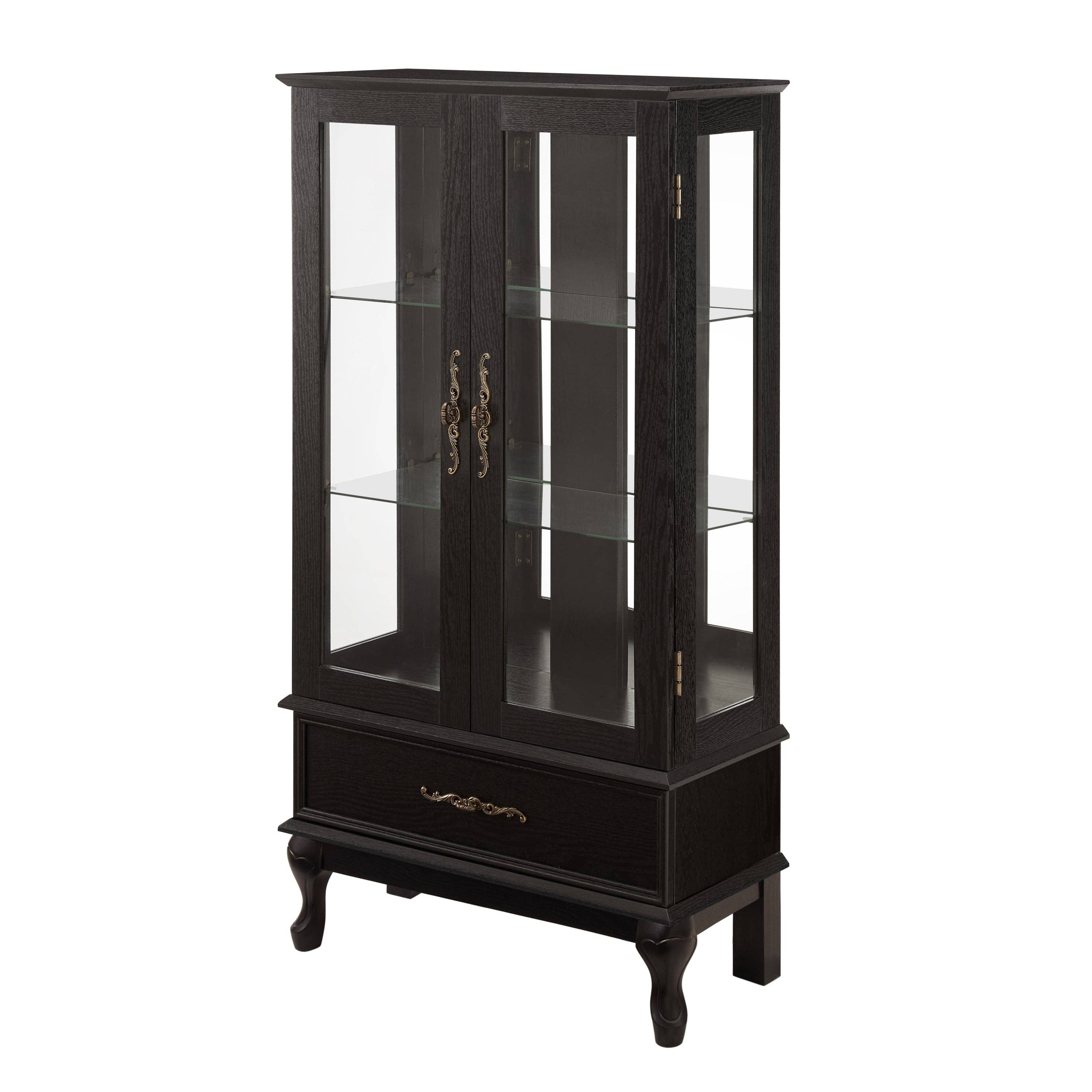 39F Inc. - Wholesale Cabinet - Black Lighted Curio Cabinet (2 Glass Doors, LED Lights )12