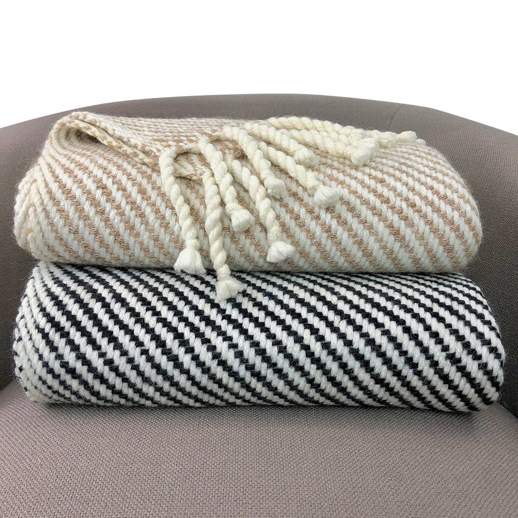 SLATE + SALT - Wholesale Throw Blanket - Chunky Camel Stripe Alpaca Throw3