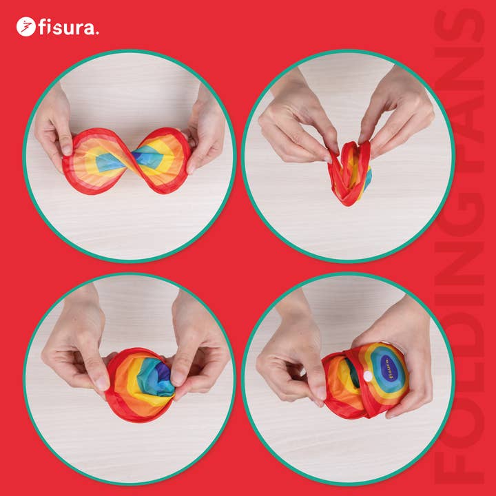 Fisura - Wholesale Party/Paper Folding Fan - Rainbow folding fan1