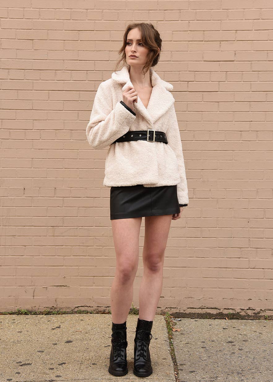 Type Alpha - Wholesale Jacket - Women's - Faux Fur Jacket with Belt1