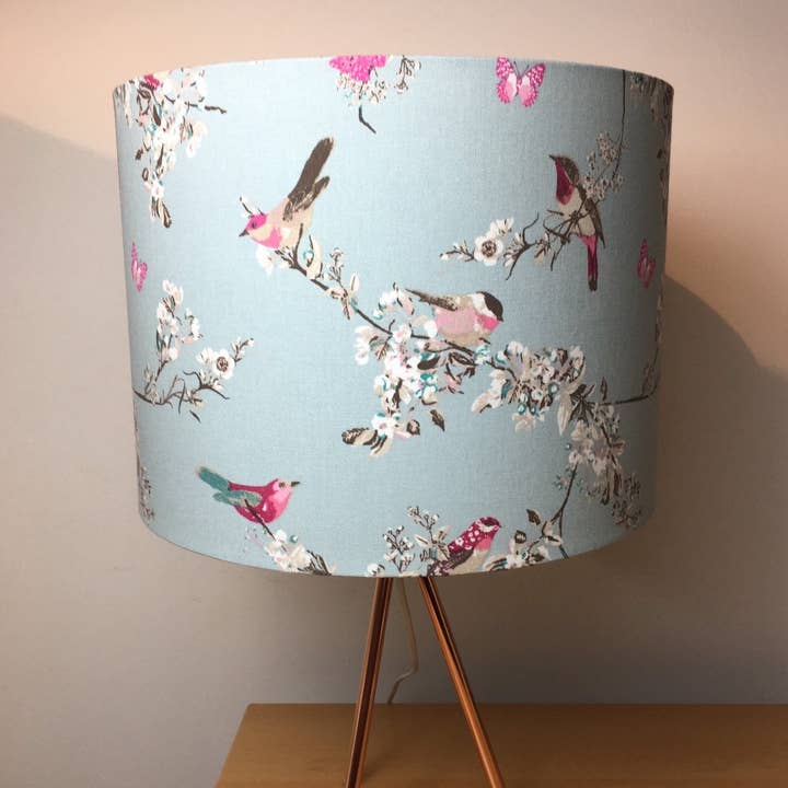 LouSeal Handmade Lampshades - Wholesale Lamp Shade - Beautiful Birds Duck Egg Handmade Lampshade2