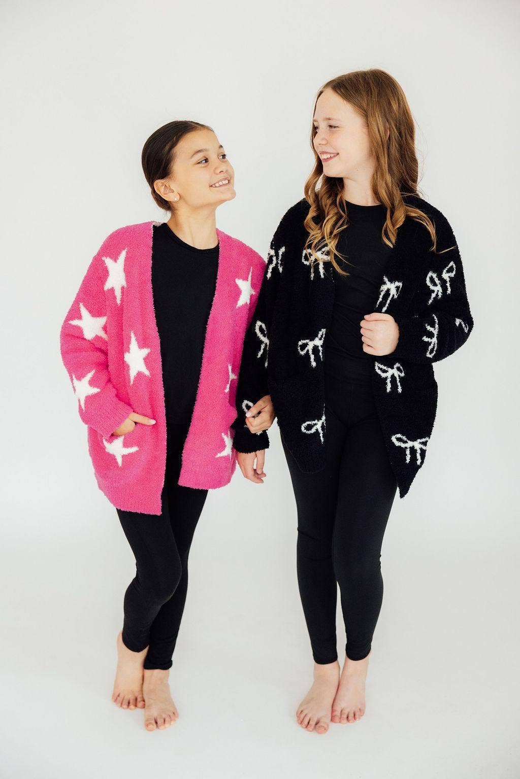Mila & Rose - Wholesale Cardigan - Kids - Black/Coconut Bow Cozy Cardigan5
