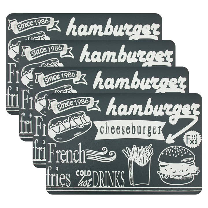 RAY STAR Set of 4 Foam Placemat Retro Fast Food Chalkboard for wholesale by Ray Star