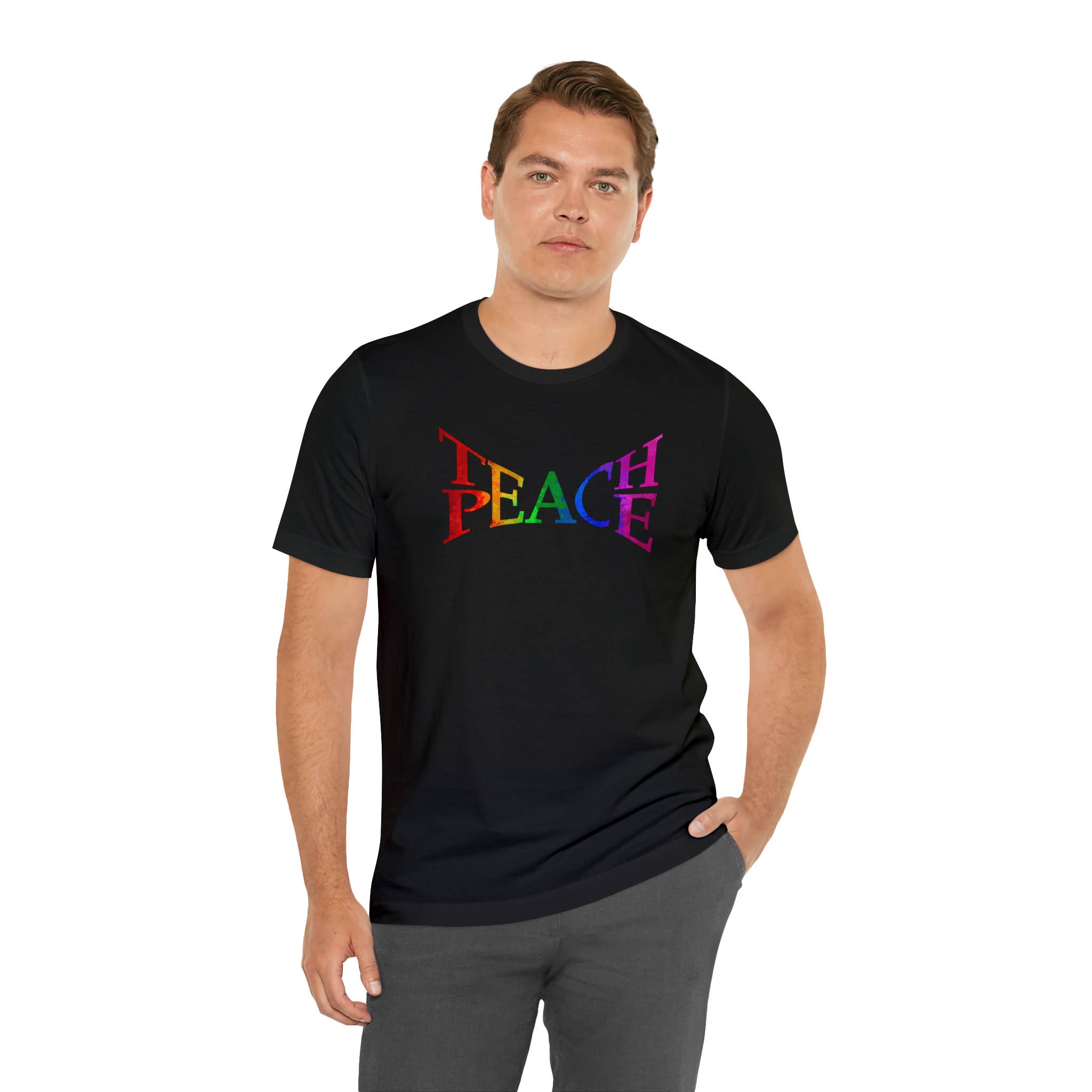 Pride Majic - Wholesale Screen Printed T-Shirt - Men's - Teach Peace, Rainbow, Pride T-Shirt, Civil Rights, LGBTQ5