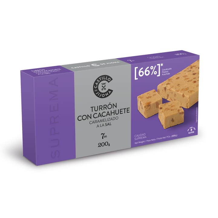 Torrone con arachidi salate caramellate (200g) per la vendita all'ingrosso da parte di CASTILLO DE JIJONA