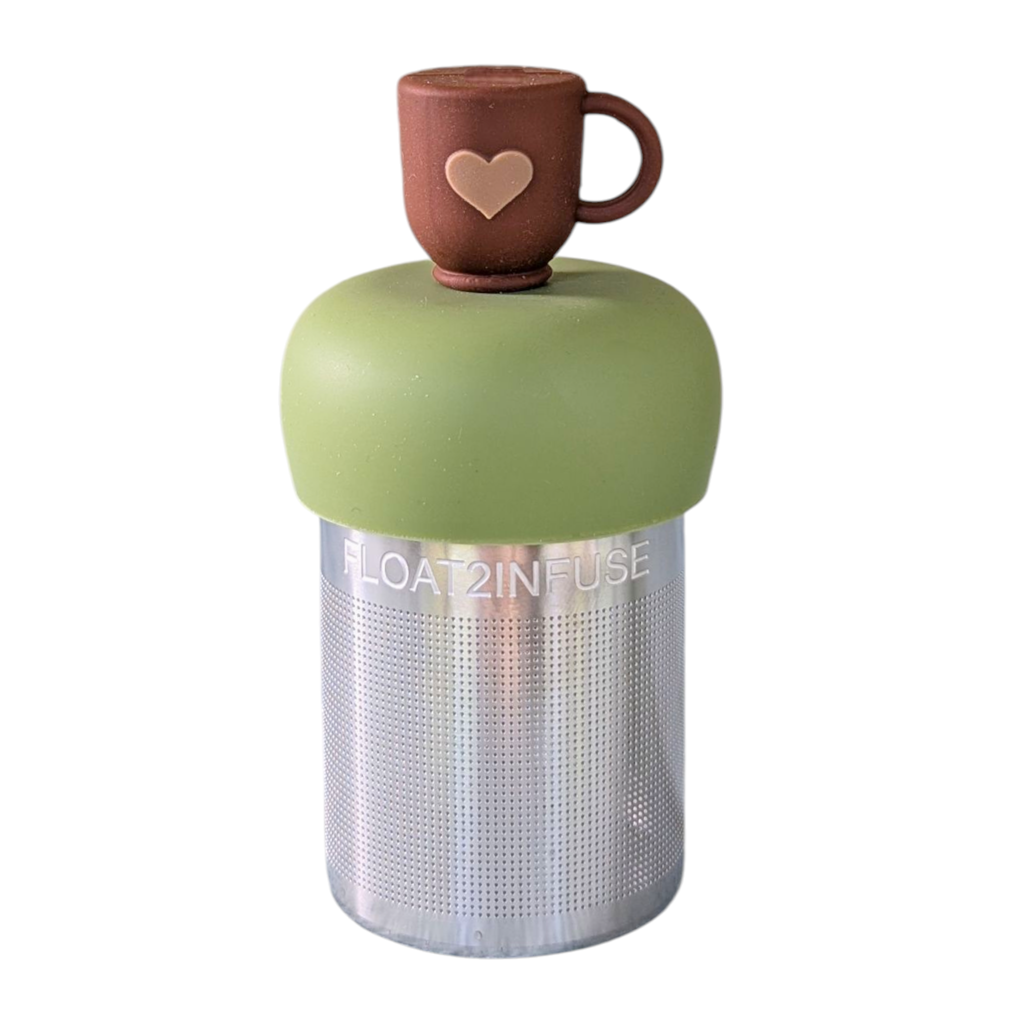 Float2infuse Tea Infuser – wholesale Tesil/Infuser – Hjärta Tekopp | Flytande Te-sil | Grön Bas | Brun0
