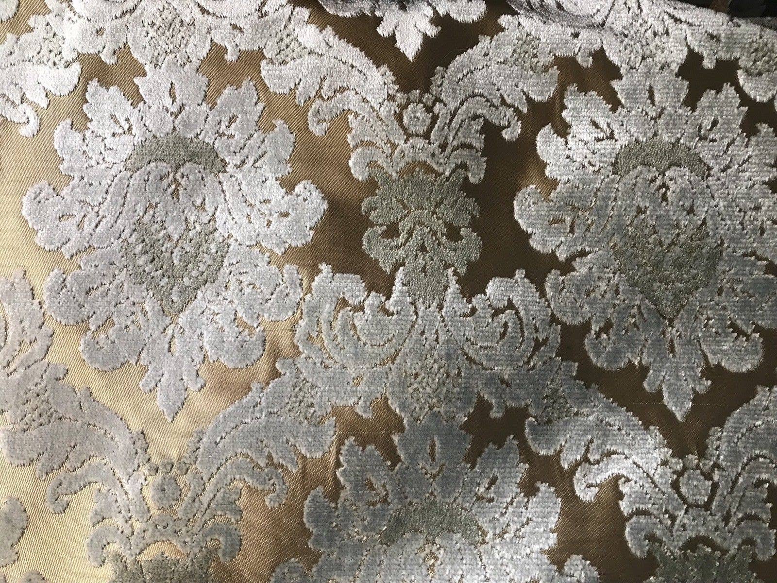 Fancy Styles Fabric - Wholesale Fabric - SWATCH Lady Cecile Designer Italian Burnout Damask Chenille Blue Bronze Fabric Upholstery8