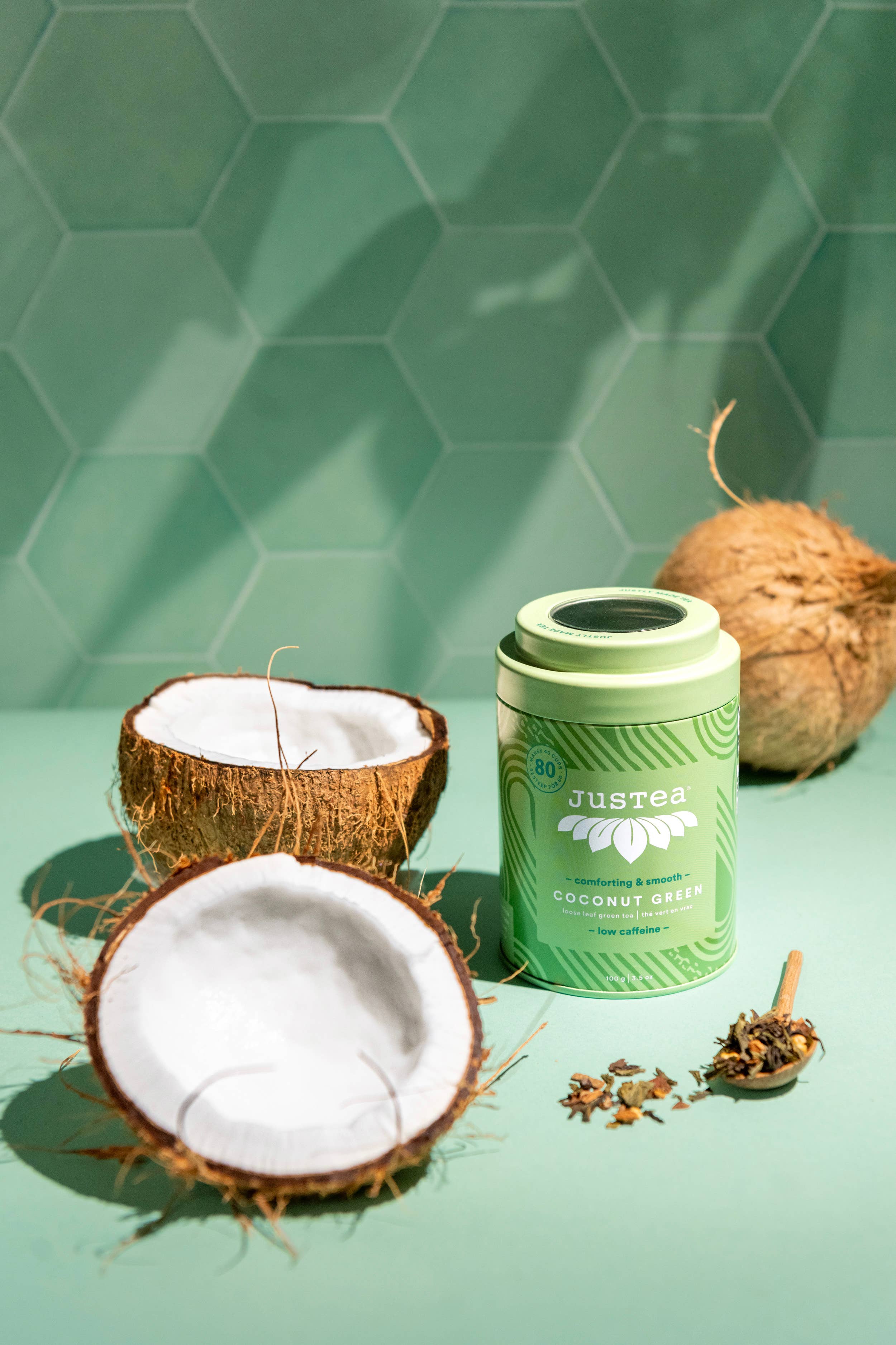 JusTea - Vendita all'ingrosso Tè sfusi - Tè verde al cocco e cucchiaio, tè verde biologico, del commercio equo e solidale5