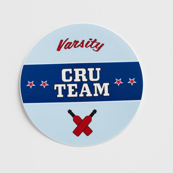 Varsity Cru Team Sticker for wholesale by Questionable Designs